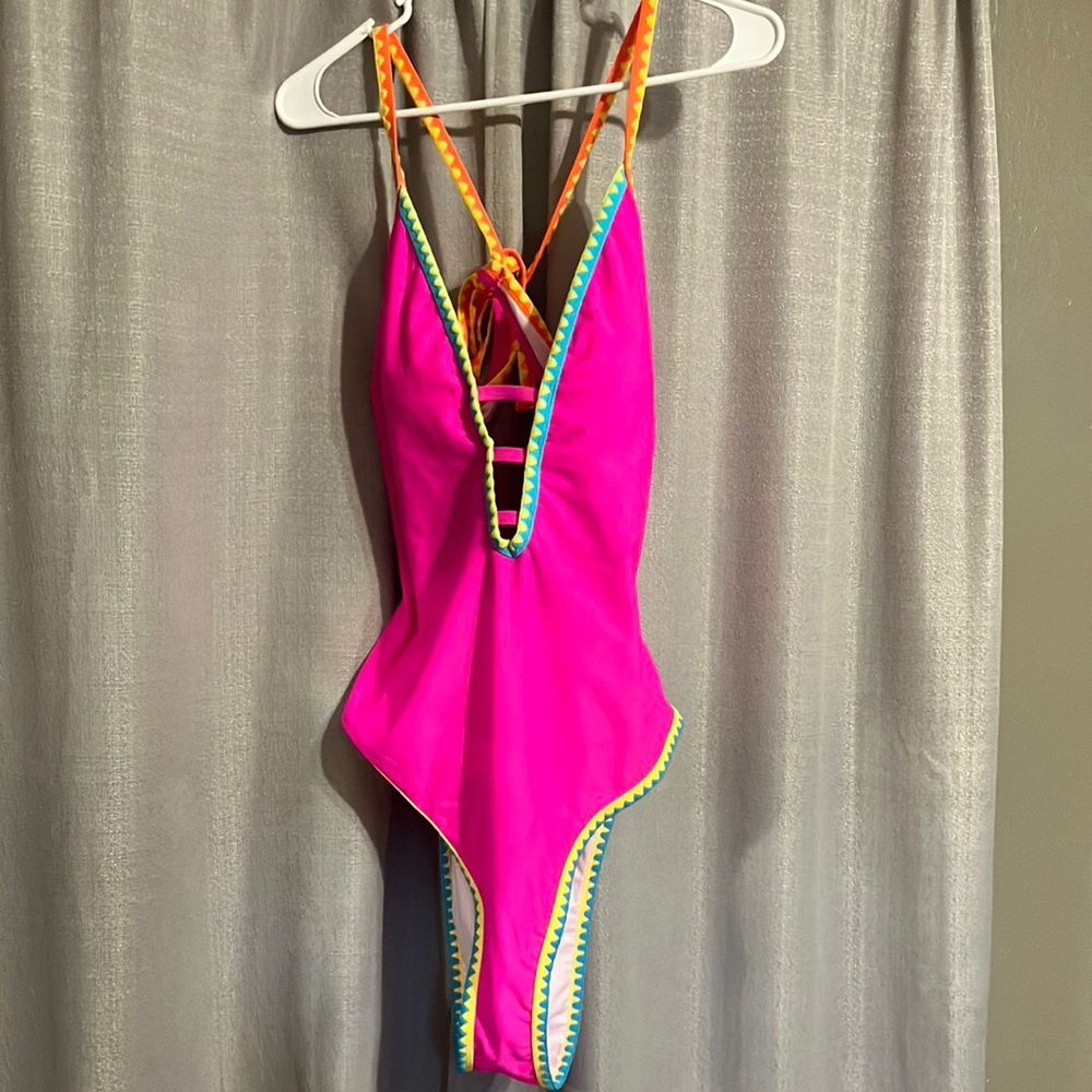 Pink and Orange One Piece Swimsuit